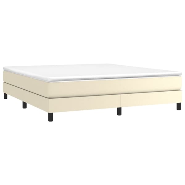 Boxspring-sängram gräddvit 160x200 cm konstläder