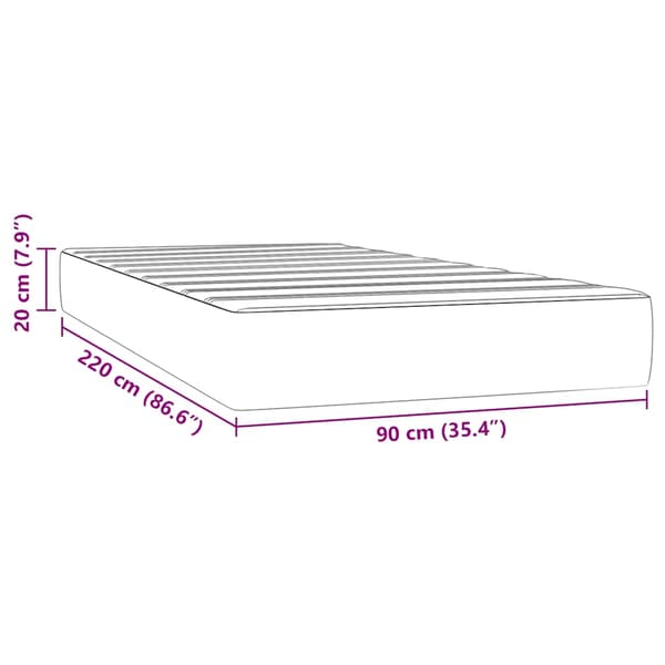 Pocketresårmadrass medium ljusgrå 90x220x20 cm sammet