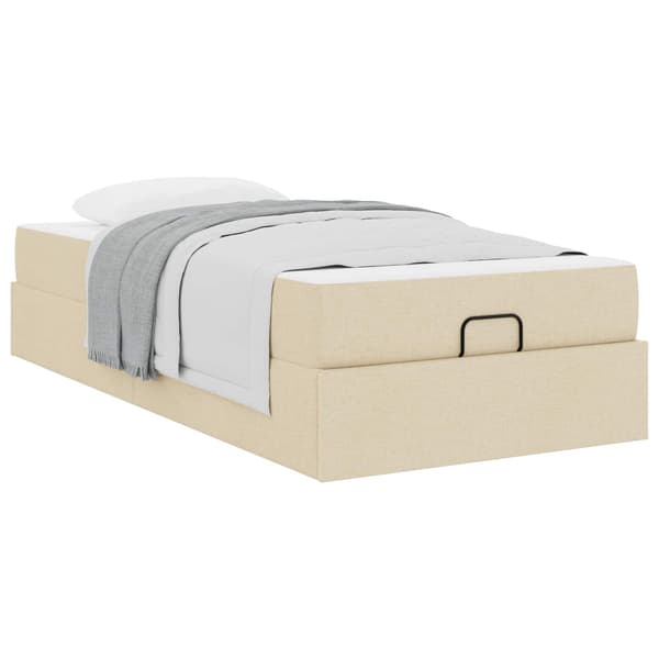 Sängram med madrass 2 pcs Kräm tyg