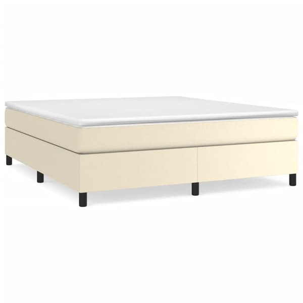 Boxspring-sängram gräddvit 180x200 cm konstläder
