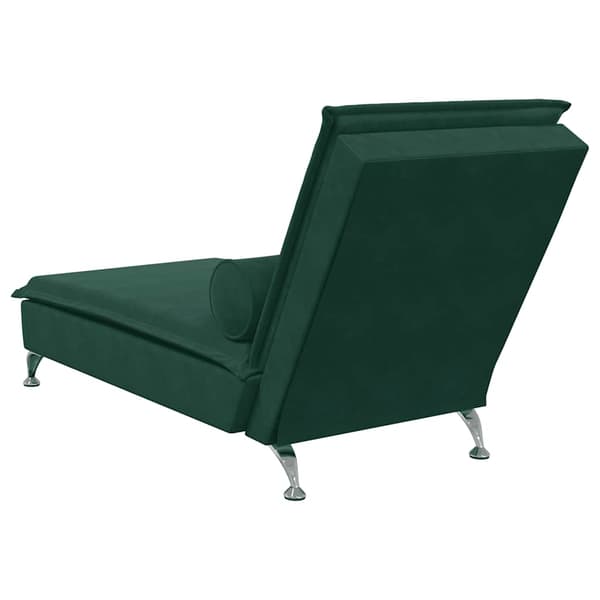 Massageschäslong med bolster mörkgrön sammet
