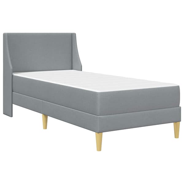 Sängram med madrass Ljusgrå 90 x 200 cm Polyester