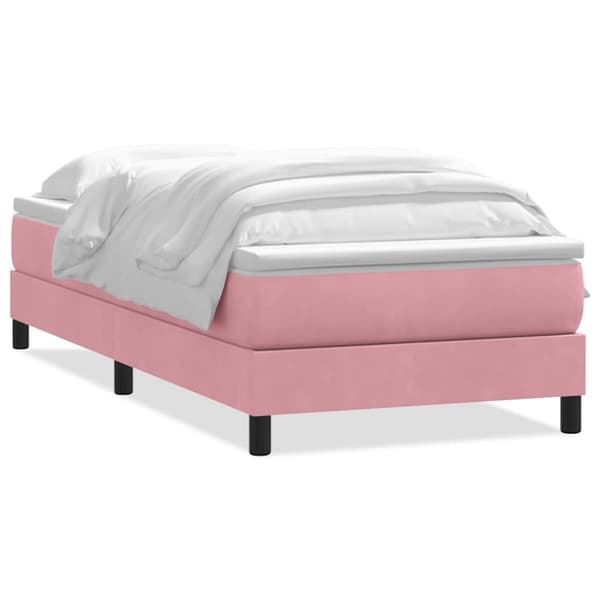 Ramsäng med madrass rosa 90x210 cm sammet