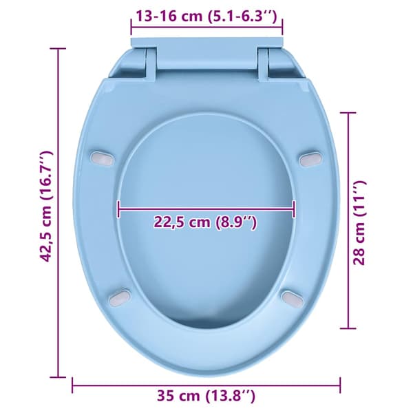 Toalettsits mjuk stängning blå oval