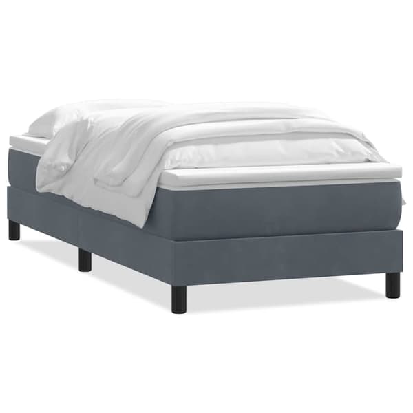 Ramsäng med madrass mörkgrå 80x220 cm sammet