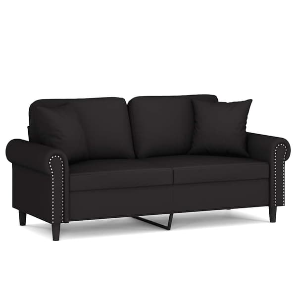 2-sitssoffa med prydnadskuddar svart 140 cm sammet