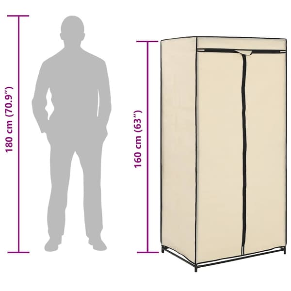 Garderob gräddvit 75x50x160 cm