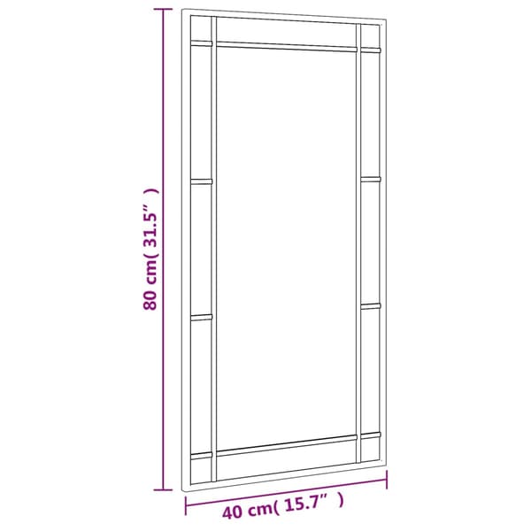 Väggspegel svart 40x80 cm rektangulär järn