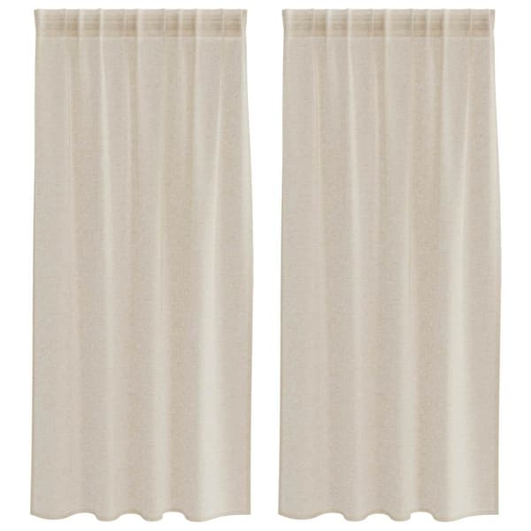 Voile Gardin med gardiner 2 pcs Sand 175 x 140 cm Polyester