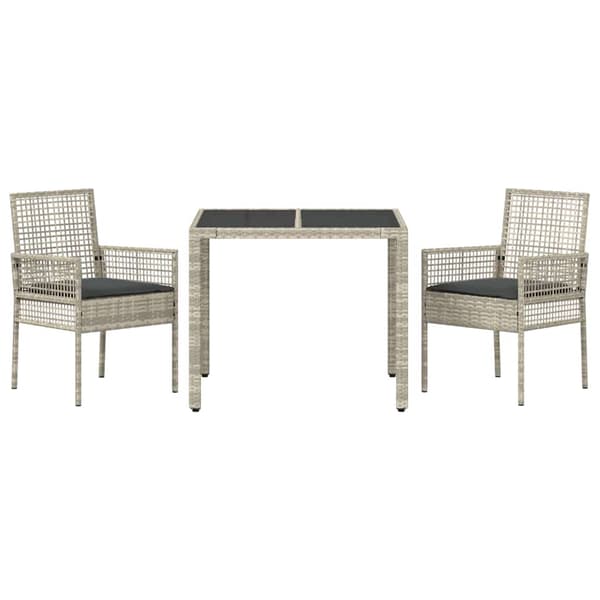 Trädgårdsmöbelset 3 pcs Ljusgrå konstrotting