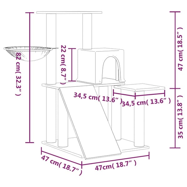 Klösträd med sisalpelare ljusgrå 82 cm