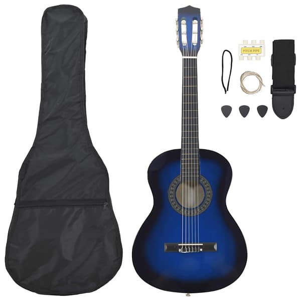 Gitarr för nybörjare 8 delar klassisk blå 3/4 36"