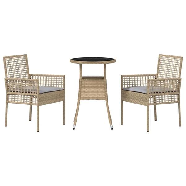 Trädgårdsmöbelset 3 pcs Beige konstrotting