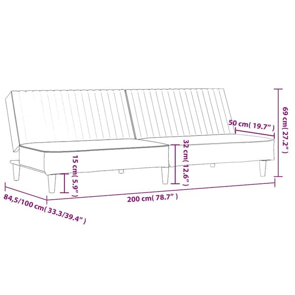Bäddsoffa 2-sits blå sammet