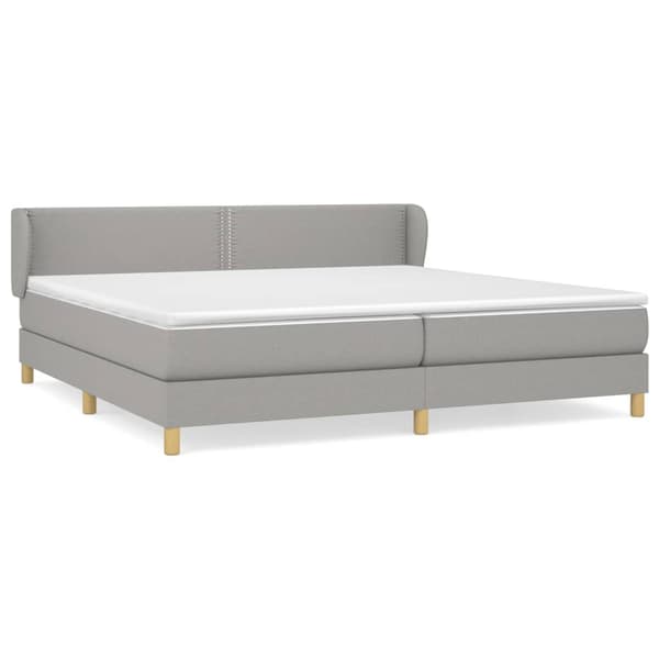 Ramsäng med madrass ljusgrå 200x200 cm tyg