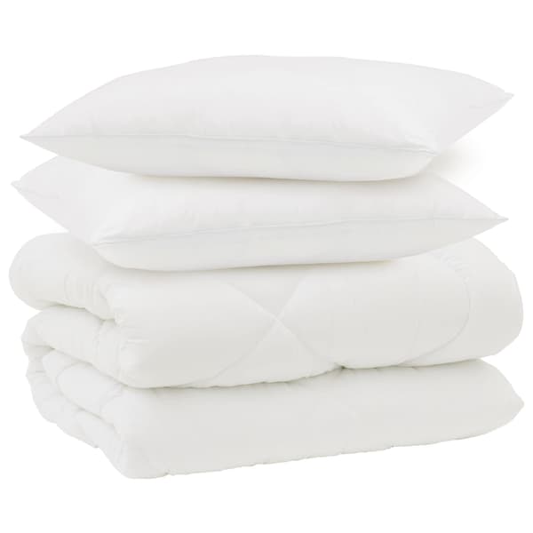 Vinter Täcke med kudde 3 pcs Vit Mikrofiber