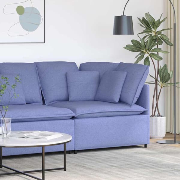 Hörnmodul för soffa med kuddar Jeans blå 100 cm