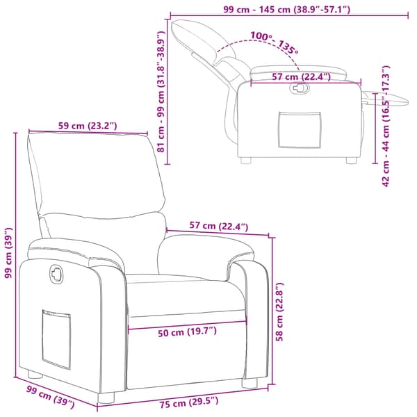 Reclinerfåtölj svart konstläder