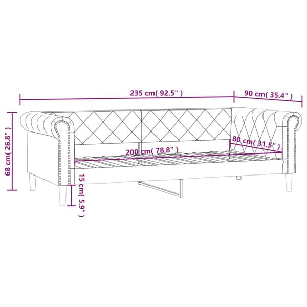 Dagbädd svart 80x200 cm konstläder