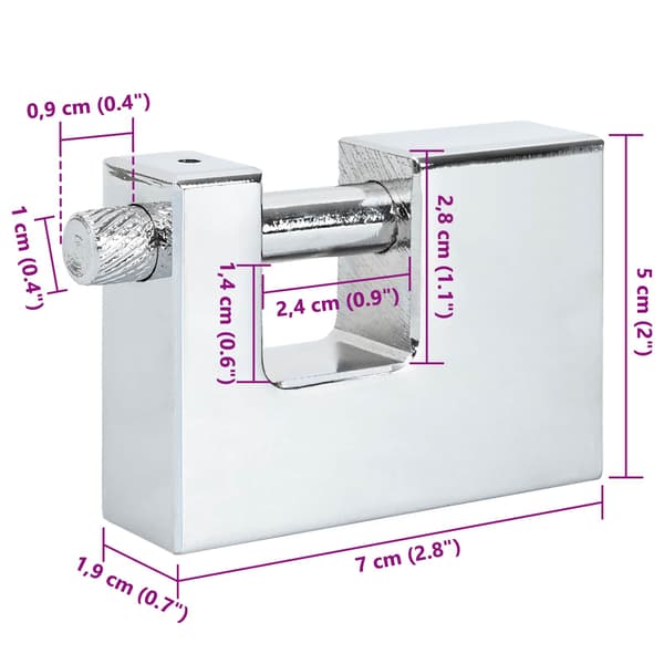 Hänglås 2 pcs Silver Stål