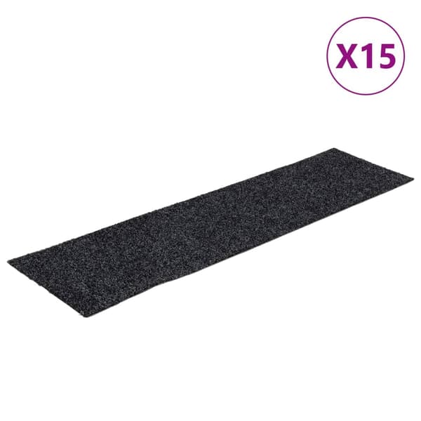 Trappmattor självhäftande 15 st 76x20 cm mörkgrå rektangulära