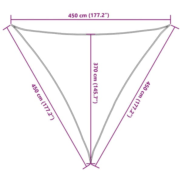 Solsegel 160 g/m² triangulär ljusgrå 4,5x4,5x4,5 m HDPE