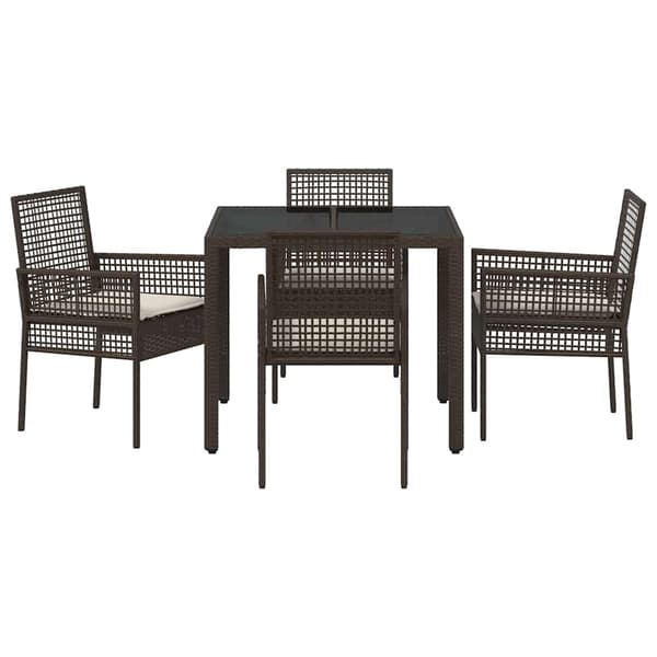 Trädgårdsmöbelset 5 pcs Brun konstrotting