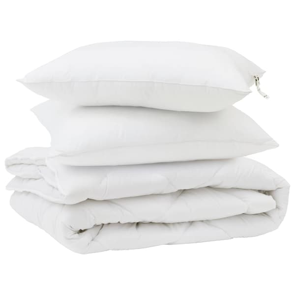 Duntäcke med kudde 3 pcs Vit Mikrofiber