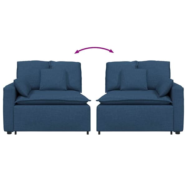 Modulär soffa armstödsändmodul med dynor blå 100 cm