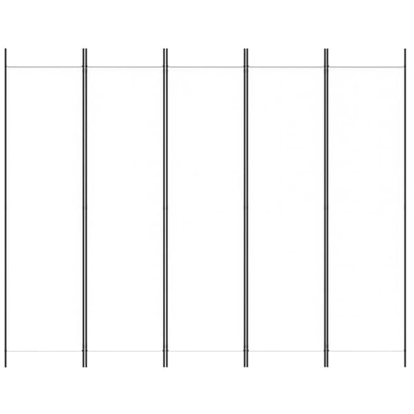 Rumsavdelare 5 paneler vit 250x200 cm tyg