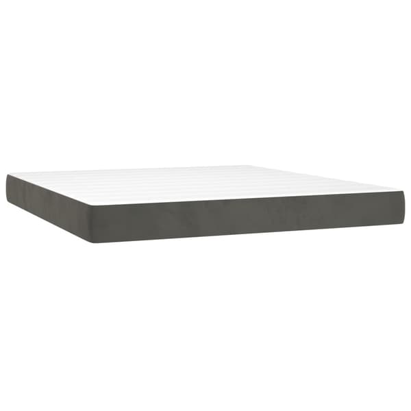 Ramsäng med madrass mörkgrå 160x200 cm sammet