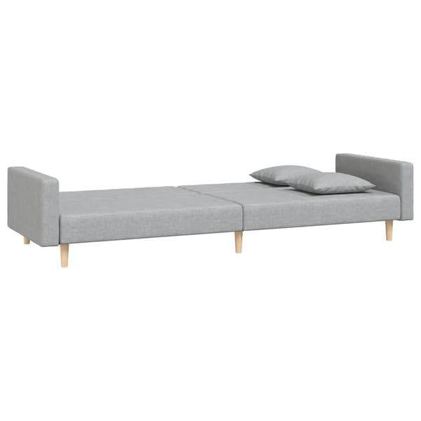 Bäddsoffa 2-sits med två kuddar ljusgrå tyg