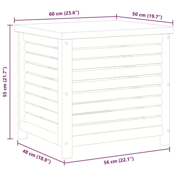 Dynbox 60x50x55 cm massivt eukalyptusträ