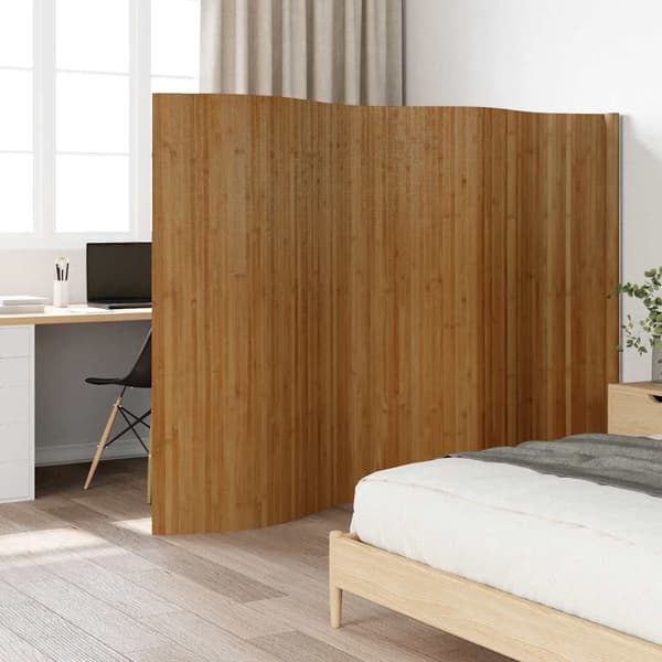 Rumsavdelare brun bredd 400 cm höjd 165 cm bambu