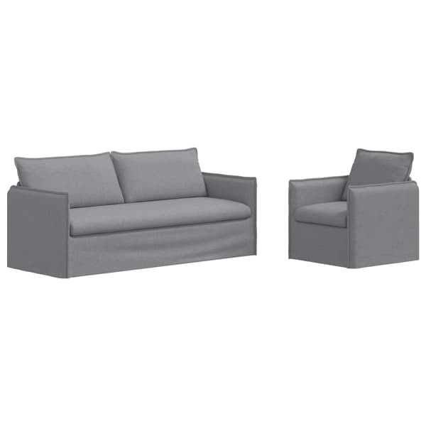 Soffset 2 pcs Ljusgrå 196 x 82 x 85 cm Tyg