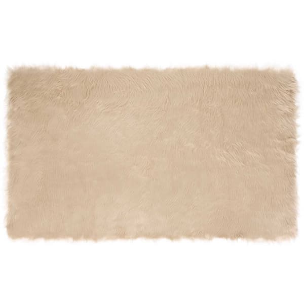 Fuskfäll matta TAFALLA Beige 100 x 200 cm Polyester