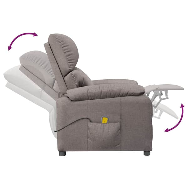 Massagefåtölj taupe tyg
