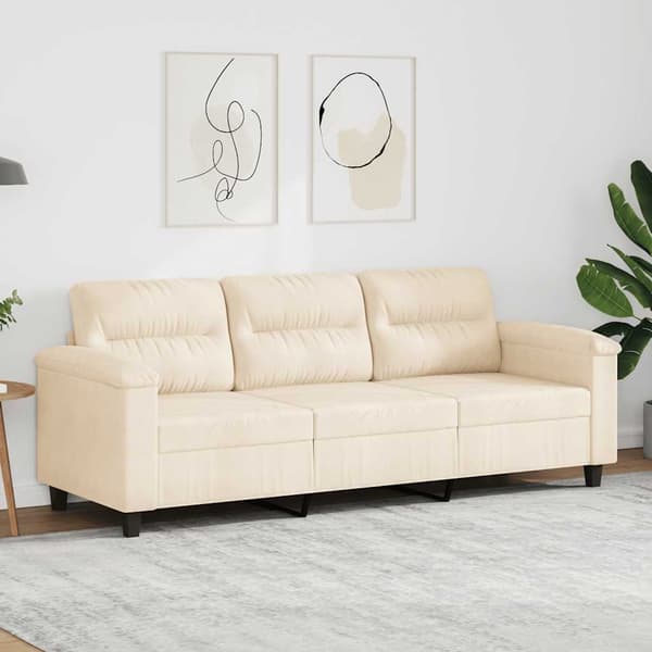 3-sitssoffa Beige 180 cm mikrofibertyg