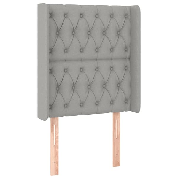 Sänggavel LED ljusgrå 83x16x118/128 cm tyg