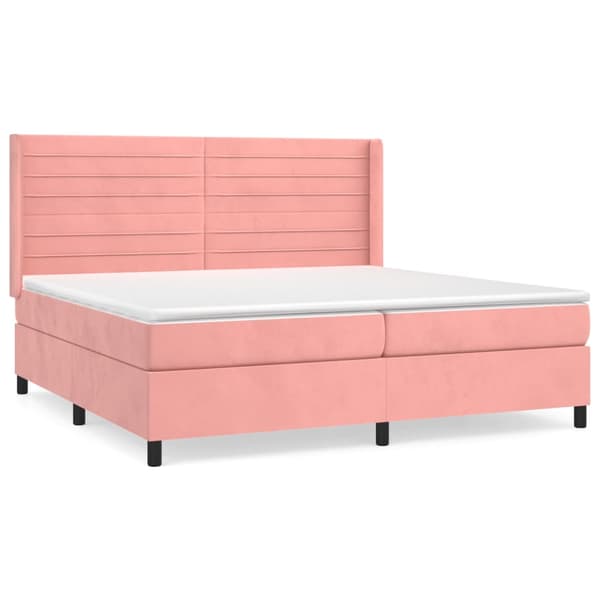 Ramsäng med madrass rosa 200x200 cm sammet