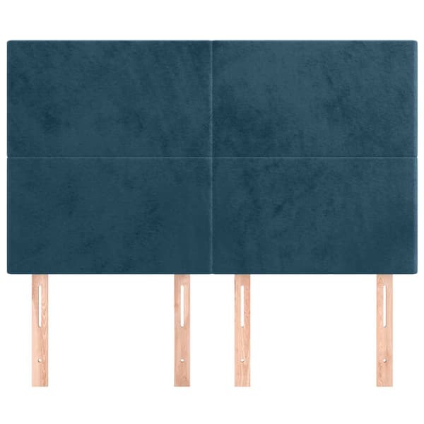 Sänggavel mörkblå 144x5x118/128 cm sammet