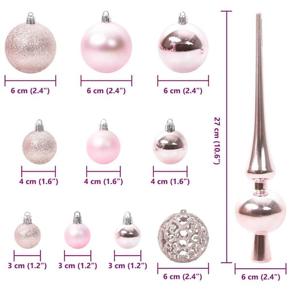 Julprydnad Set med 150 LED-lampor 61 pcs Rosa Plast
