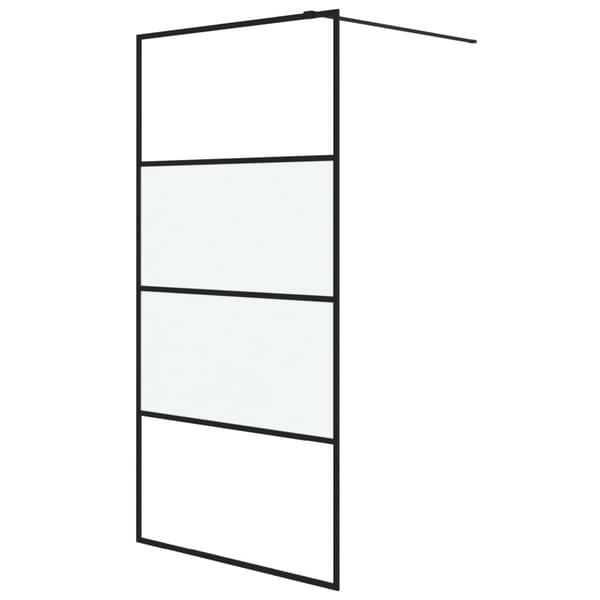 Duschvägg svart 100x195 cm halvfrostat ESG-glas