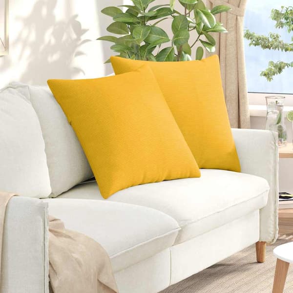 Sofakuddar 2 pcs Ljusgul 80 x 80 cm Kordread tyg