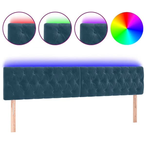 Sänggavel LED blå 200x7x78/88 cm sammet
