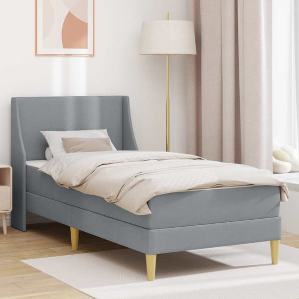 Sängram med madrass Ljusgrå 100 x 200 cm Polyester