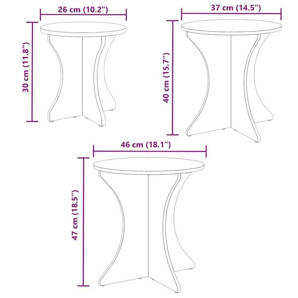 Kaffeebord 3 pcs Naturfärg