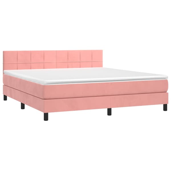 Ramsäng med madrass rosa 160x200 cm sammet