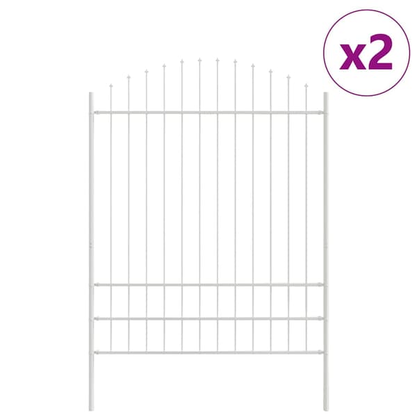 Trädgårdsstängsel 2 pcs Vit 170 x 225 cm Pulverlackerat stål