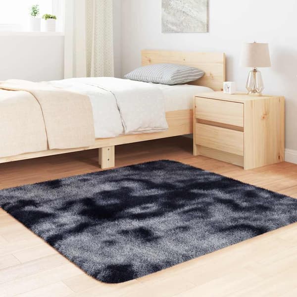 Ryamatta med lång lugg NAVARRA mörkgrå 120x120 cm polyester